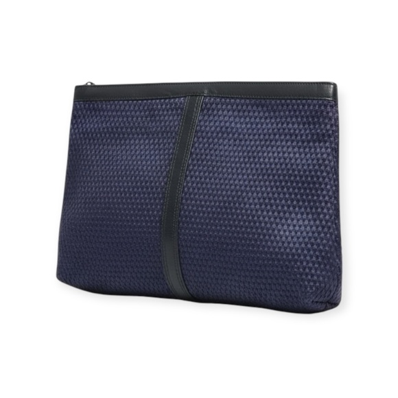 Vintage: Maryann Rosenfeld ✿ Hinged Convertible Clutch Bag Handbag ✿ Navy Woven - Picture 3 of 16